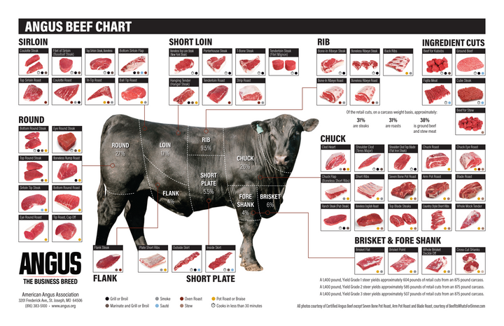 Angus Beef Cut Chart (Large) – The Angus Brand