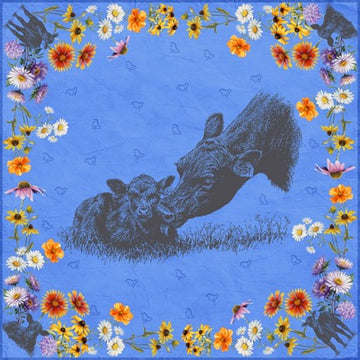 Blue Prairie Bond Angus Silk Scarf